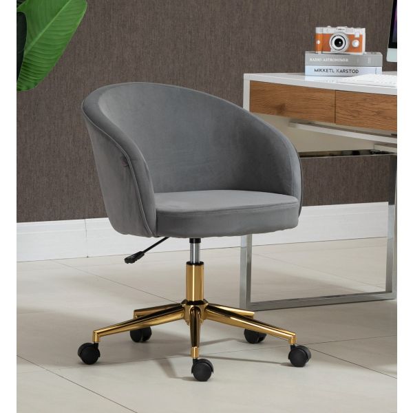 Buy Grey Velvet Fabric Upholstered Office Chair Home Office Chair ...