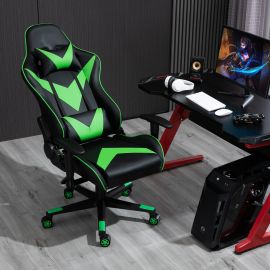 Gaming Office Chair Computer Use PU Executive Racing Recliner Backrest Armrest Green