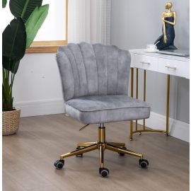 Shell Velvet Fabric Upholstered Home Office Chair Gold Base-Silver
