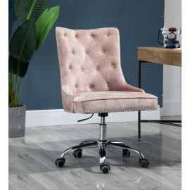 Velvet Fabric Upholstered Tufted Home Office Chair with Studs-Champagne
