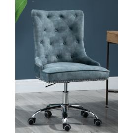 Velvet Fabric Upholstered Tufted Home Office Chair with Studs-Blue