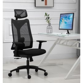 Ergonomic Executive Office Chair Black Mesh Headrest High Back 3D Armrest