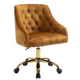 Bronze Velvet Fabric Upholstered Tufted Home Office Chair Gold Base