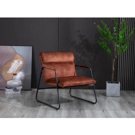 Amber Brown Polyester Upholstered Armchair Lounge Chair with Sled Base