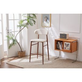 Set of 2 Fabric Boucle Bar Stool