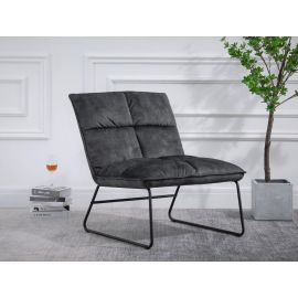 Wrought Iron Grey Slipper Accent Chair Lounge Chair Polyester Fabric Sled Base