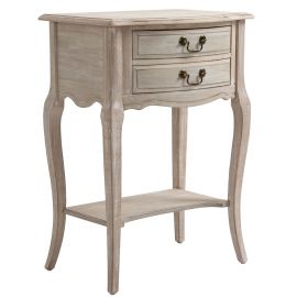 French Provincial Louis XV Wash White Bedside Table Night Stand with 2 Drawers