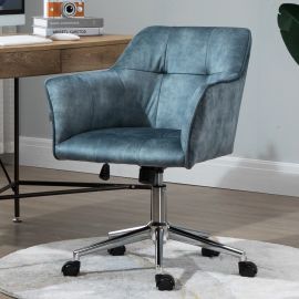 Blue Striped Velvet Fabric Upholstered Office Chair Home Office Chair