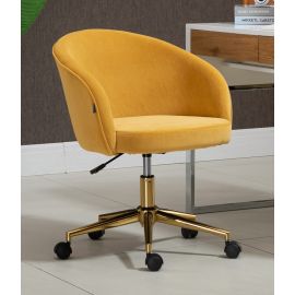 Yellow Velvet Fabric Upholstered Office Chair Home Office Chair Chrome Base