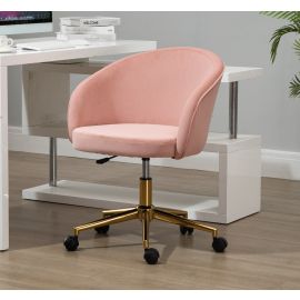Pink Velvet Fabric Upholstered Office Chair Home Office Chair Chrome Base