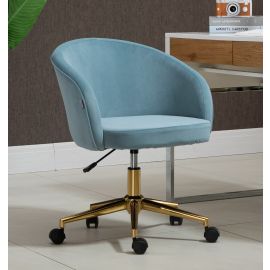 Blue Velvet Fabric Upholstered Office Chair Home Office Chair Chrome Base