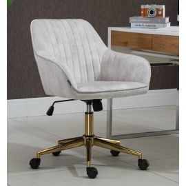 Beige Barred Velvet Fabric Upholstered Office Chair Home Office Chair