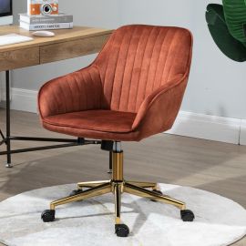 Red Barred Velvet Fabric Upholstered Office Chair Home Office Chair