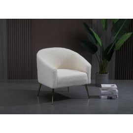 Imitation Lambskin Upholstered White Armchair Lounge Chair Armchair Single Sofa