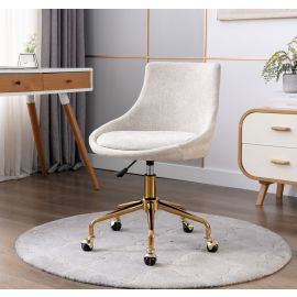 Beige Fabric Upholstered Office Chair Home Office Chair Gold Base