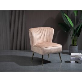 Champagne Polyester Slipper Accent Chair Lounge Chair Polyester Fabric Metal Leg