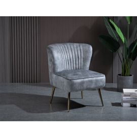 Silver Grey Polyester Slipper Accent Chair Lounge Chair Polyester Fabric Metal Frame