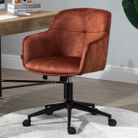 Amber Brown Lined Velvet Fabric Upholstered Office Chair Home Office Chair