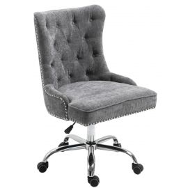 Linen Fabric Upholstered Tufted Home Office Chair with Studs-Grey