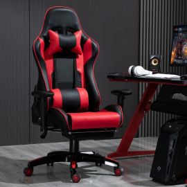 Gaming Chair Office Chair Computer PU Executive Recliner Back Footrest Armrest red