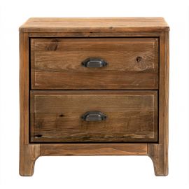 Recycled Timber Bedside Table with Drawers