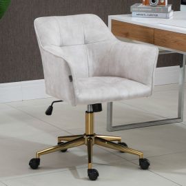 Beige Striped Velvet Fabric Upholstered Office Chair Home Office Chair