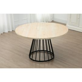 French Provincial Wash White Country Round Dining Table Metal Base