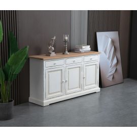 Antique Natural White Side Table Storage Cabinet