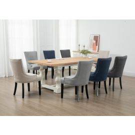 French Provincial Natural and Antique White Rectangular Dining Table