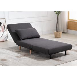 Wooden Frame Adjustable Sofa Bed Comfortable Chair Single Seater Dark Grey