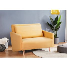 Yellow Wooden Frame Adjustable Sofa Bed Comfortable Chair Single Seater