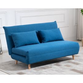 Wooden Frame Adjustable Sofa Bed Comfortable Chair 2 Seater Blue Double Bed