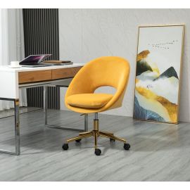 Yellow Velvet Fabric Upholstered Office Chair Home Office Chair Chrome Base