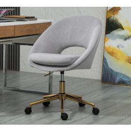 Light Grey Velvet Fabric Upholstered Office Chair Home Office Chair Chrome Base