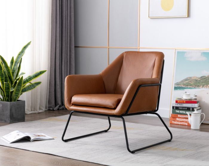 Brown Pu Leather Armchair Lounge