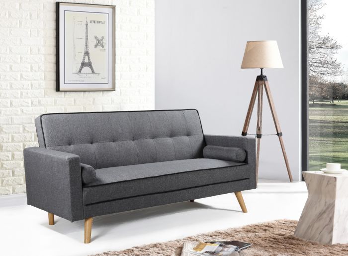 Charcoal 3 Seater Sofa Bed With Roll Cushions Online